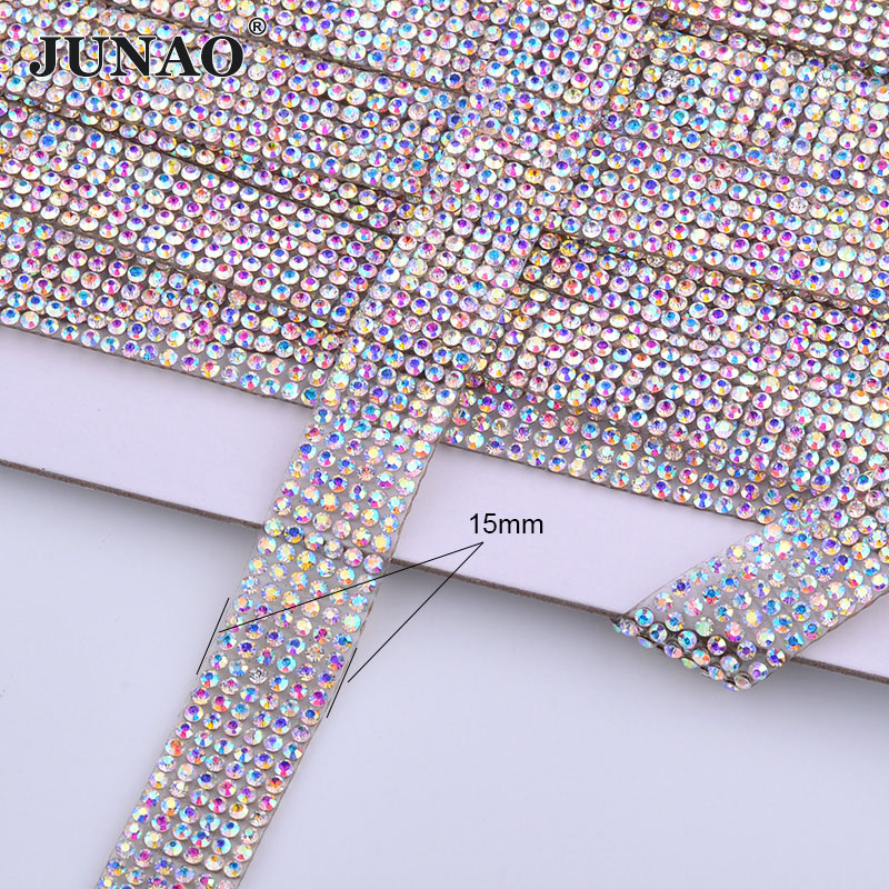Crystal Mesh Fabric - JUNAO 5Yard kristal AB Rhinestones kumaş