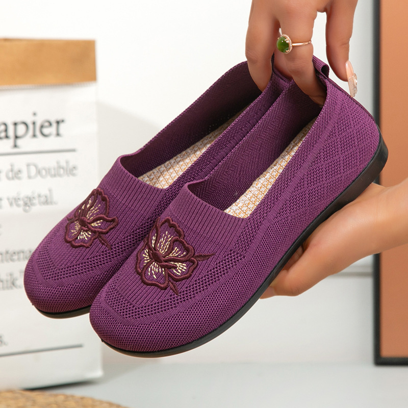 Embellish Knit - Kadın Örgü Slip-On Loafer Ayakkabılar, Çiçek