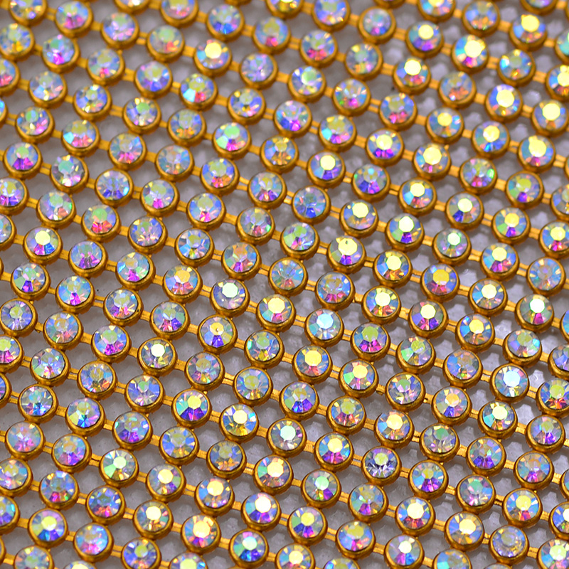 Crystal Mesh Fabric - JUNAO 45*120cm Kristal AB Cam Rhinestone