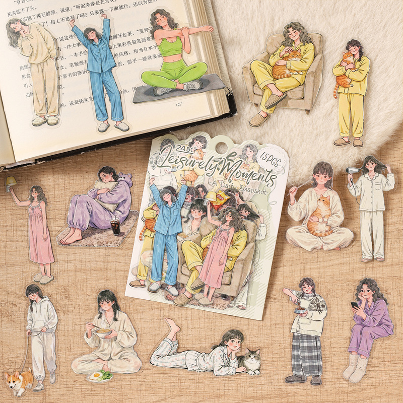 Embellishments For Scrapbooking - 15 Adet Zarif Bayan Karakter Çıkartma